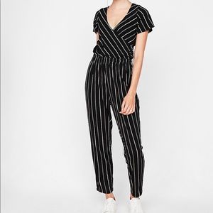 Express Striped Navy Jumpsuit XS